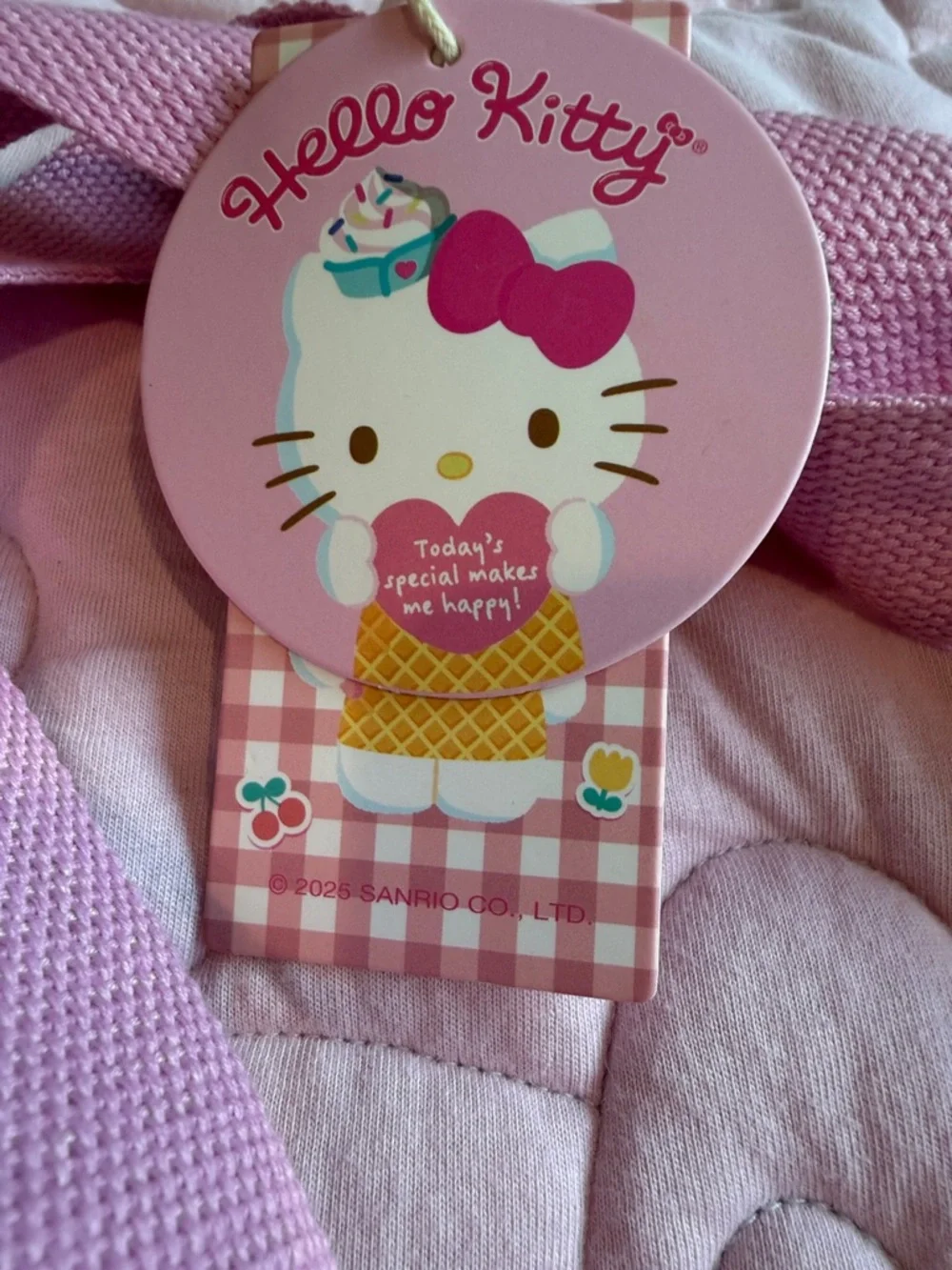 Hello Kitty Pink & Cream Kids Tote Bag with Ice Cream Design